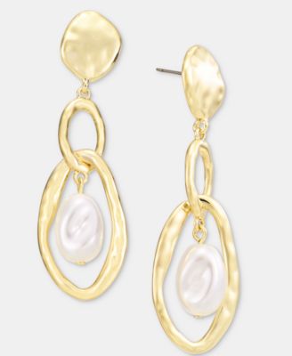 Imitation Pearl Orbital Double Drop Earrings, Macy's Exclusive