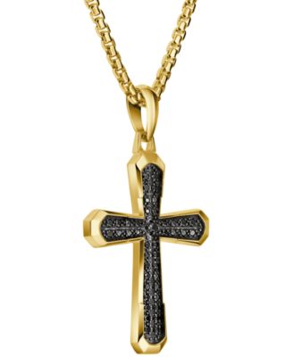 Men's Gold Plated Cross Pendant Necklace