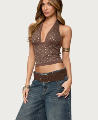Women's Jackie Stud & Grommet Halter Top