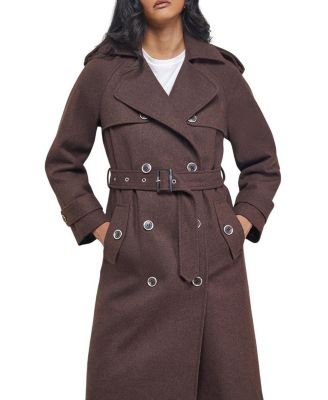 Women's Wool Mix Belted Trench Coat
