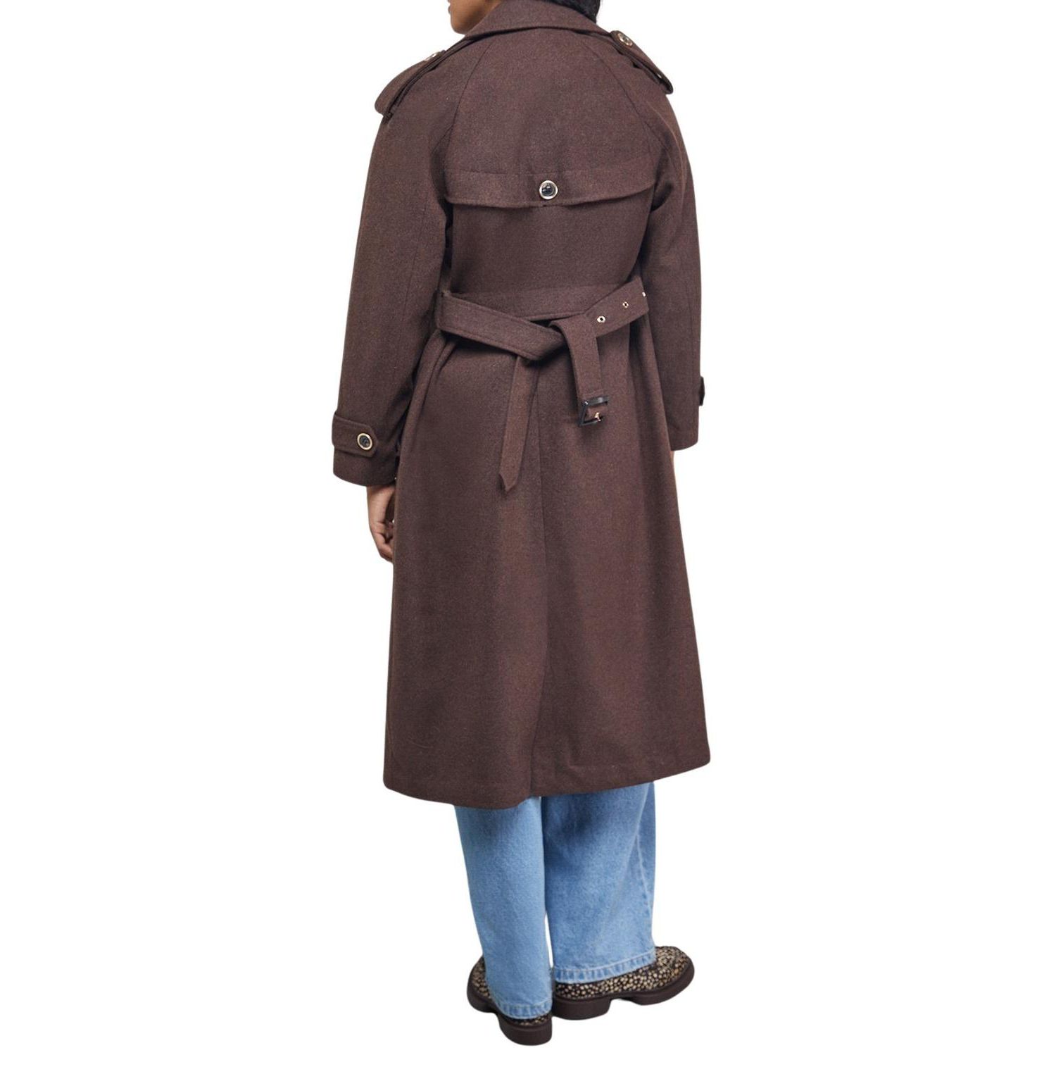 Women's Wool Mix Belted Trench Coat