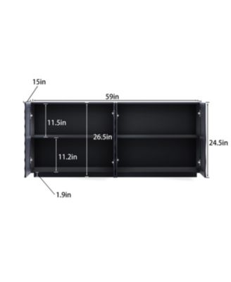 Buffet Cabinet with Storage, 4 Doors Modern Accent Sideboard, 59" Wide (Black)