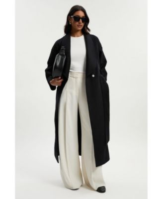 Women's Brushed Wool Wrap Tailored Maxi Coat