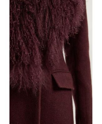 Women's Wool Detachable Collar Midi Coat