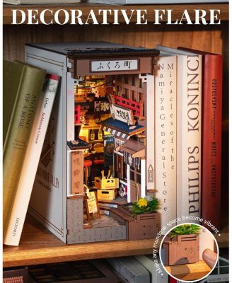 3D Puzzle, Sakura Wine Alley Wooden Model with Accessories, Decorative Bookend Stand for Kids Adults, Multicolored, 4.37"7.67"8.7