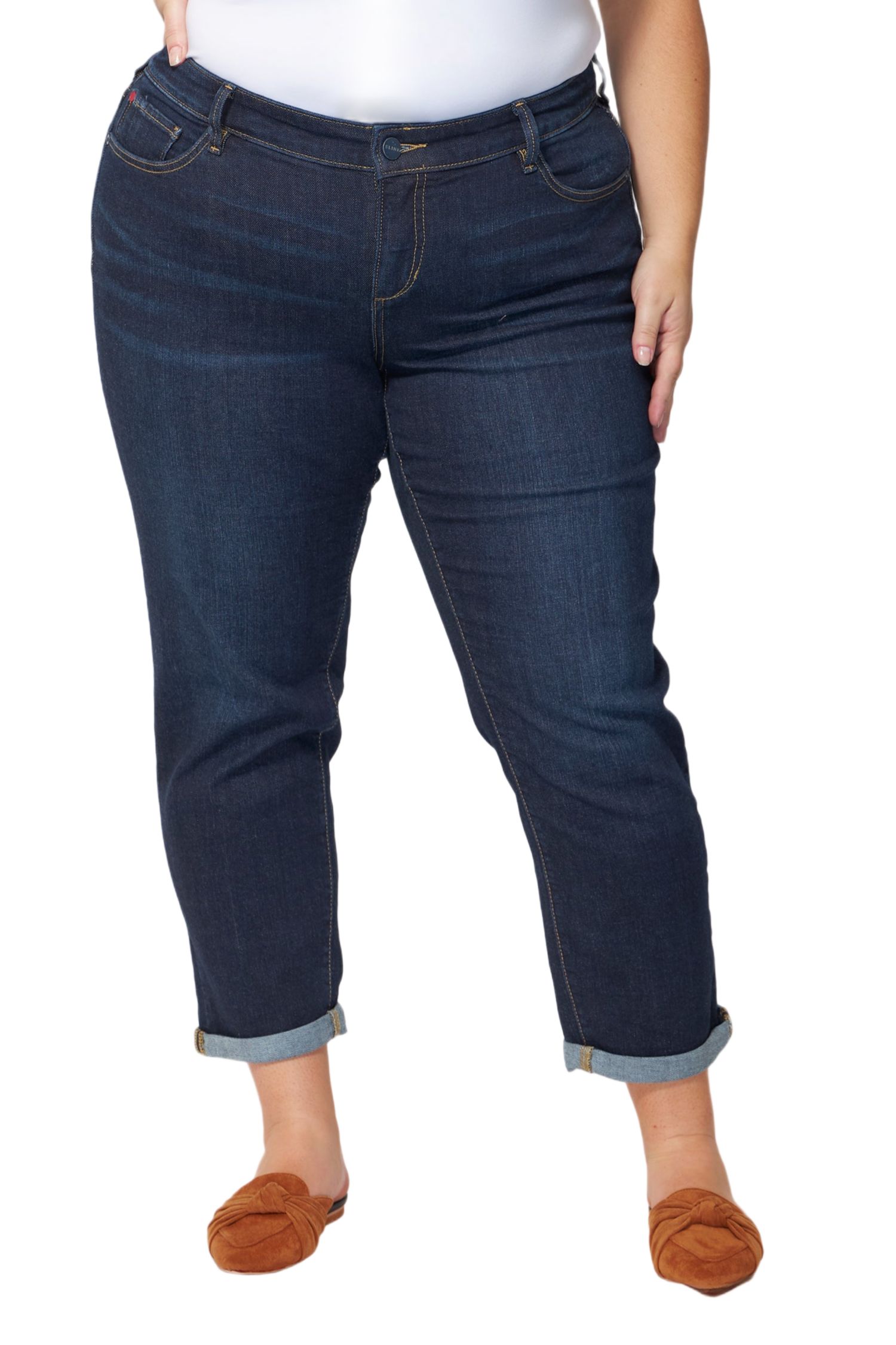 Women's Denim Mid Rise Boyfriend rolled in 25.5" inseam