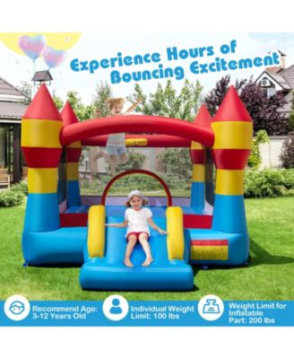 3-in-1 Kids Bounce House with Slide, Basketball Hoop, and Large Jump Area (No Blower)