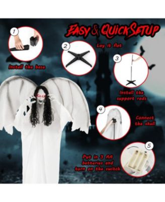 6.6 ft Halloween Animatronic Standing Angel with Sound-Activated Light-up Eyes and Flapping Wings