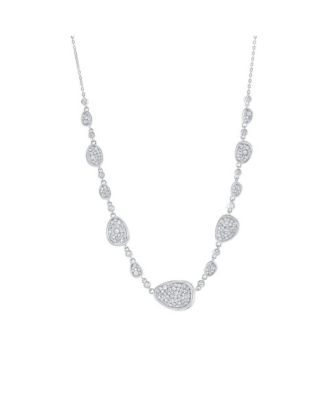 Sterling Silver, Irregular-Shaped Pave CZ Necklace