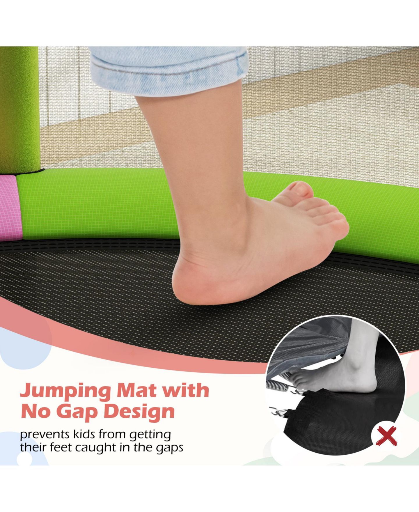 Детская игрушка HONGGE 55-Inch Kids 6-in-1 Trampoline with Safety Net, Ages 3–6, цвет: Colorful — фото 7