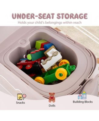 Toddler Ride-On Sliding Car with Lights, Music, and Under-Seat Storage - Pink