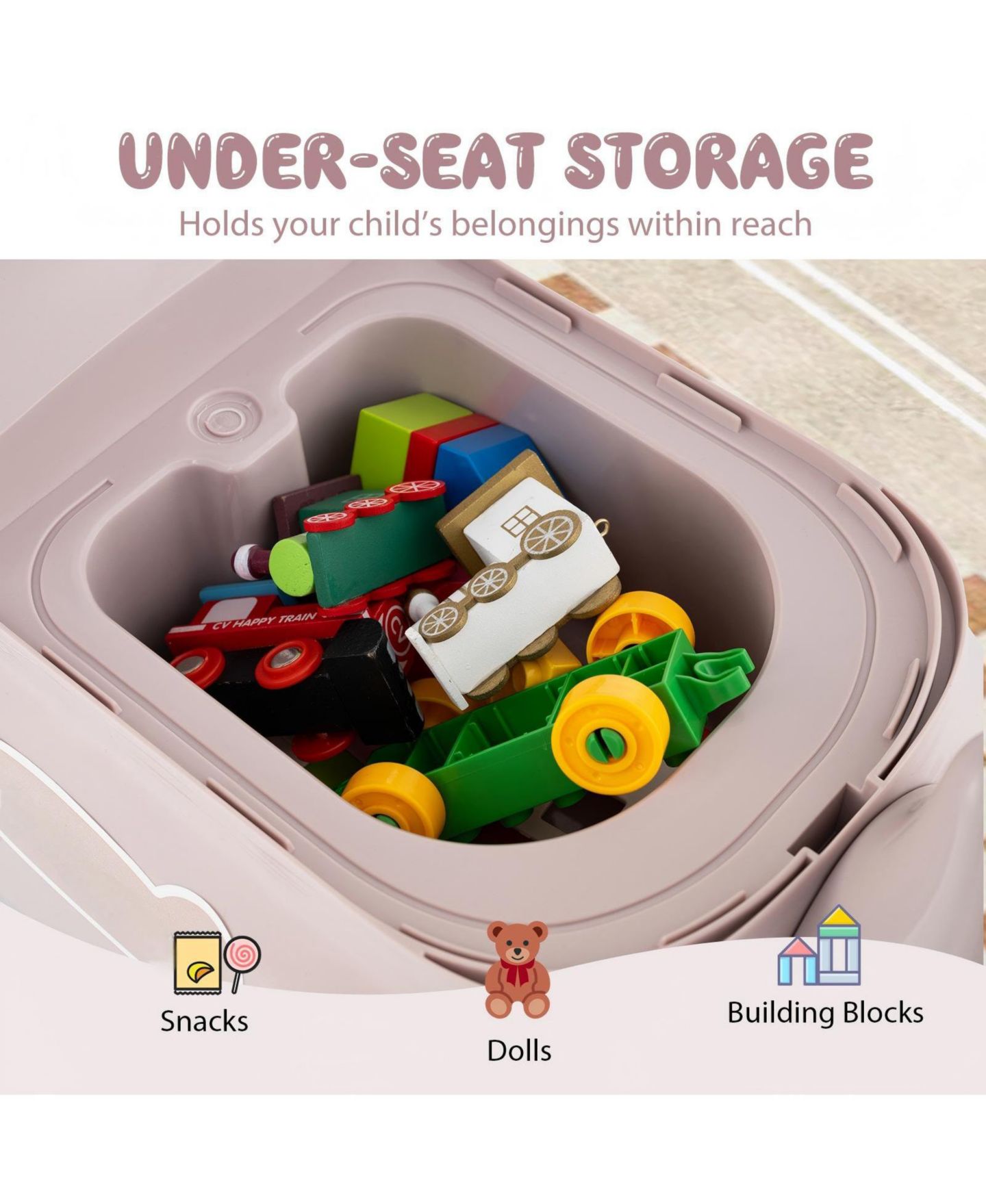 Детская игрушка HONGGE Toddler Ride-On Sliding Car with Lights and Music, Ages 18 Months+, цвет: Розовый — фото 6