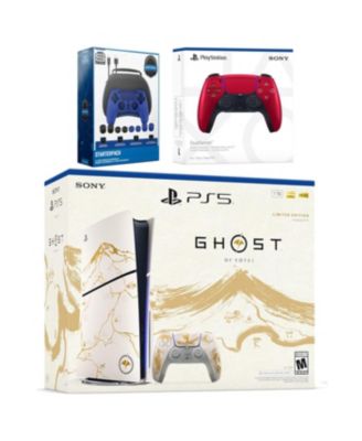 PlayStation 5 Ghost of Yotei Disc Bundle + Extra Controller, Accessory Kit - Volcanic Red