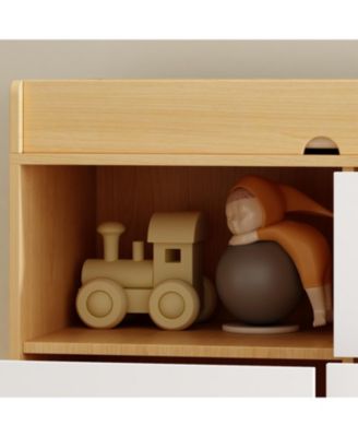 Diaper table with three drawers, baby changing station with multiple storage compartments