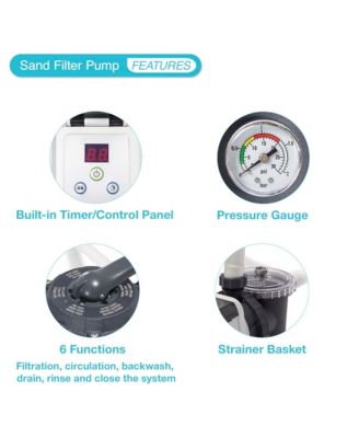 3000 GPH Sand Filter Pump & Plunger Valves (2 Pack) for Above Ground Pools