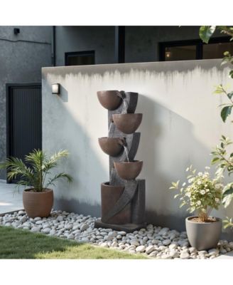 Outdoor 5-Tier Jar-Shaped Water Fountain for Garden or Patio
