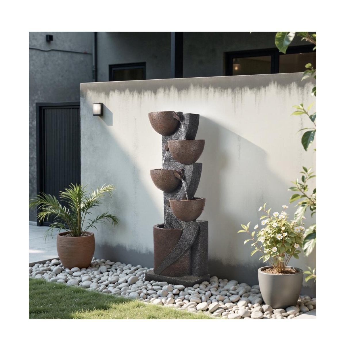 Slickblue Outdoor 5-Tier Jar-Shaped Water Fountain for Garden or Patio