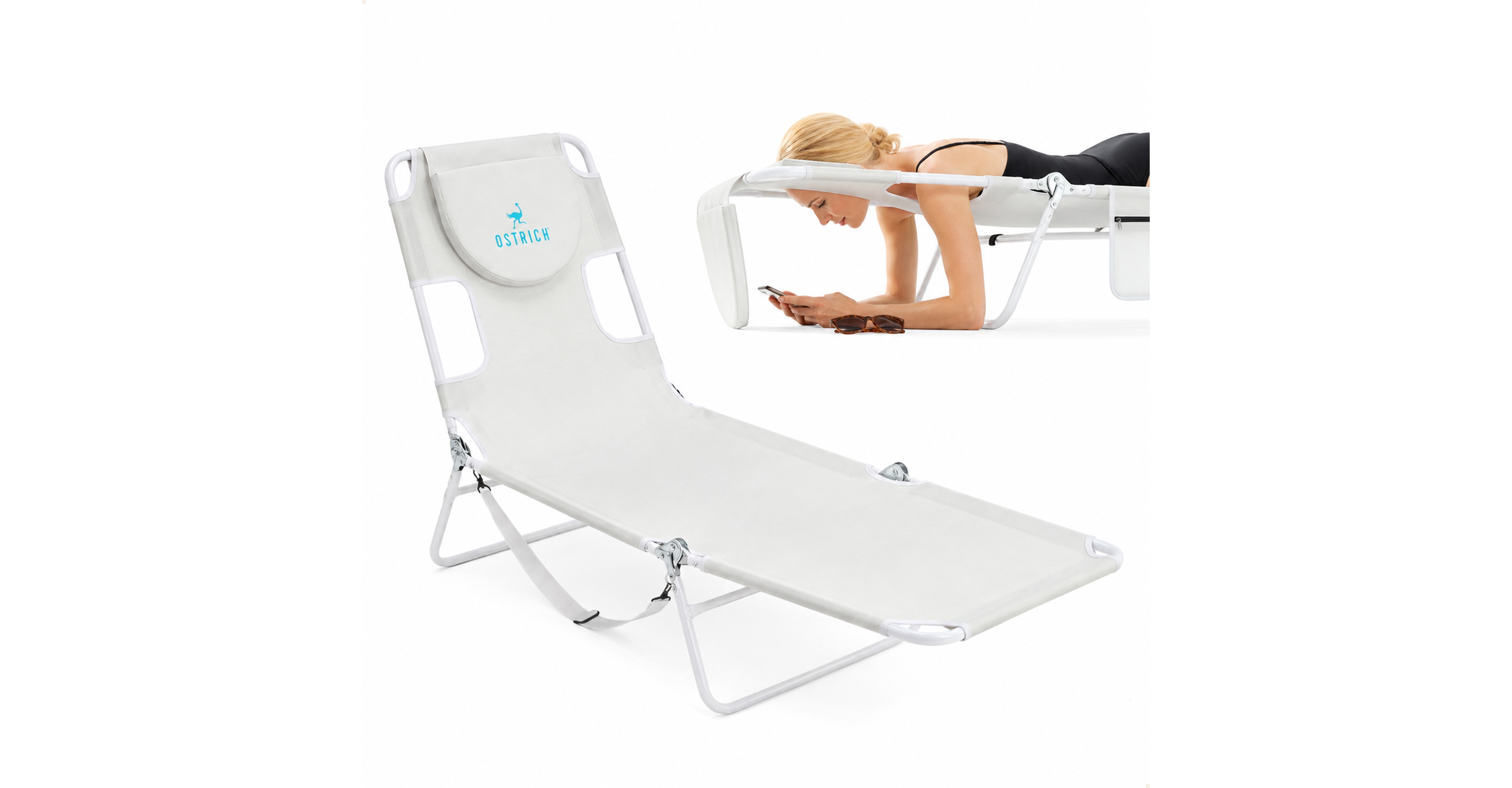 Ostrich Chaise Lounge Versatile Facedown Beach Camping Pool Tanning Chair