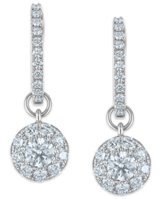 White Diamond Drop Hoop Earrings (1.15 ct. t.w.) in 14k White Gold