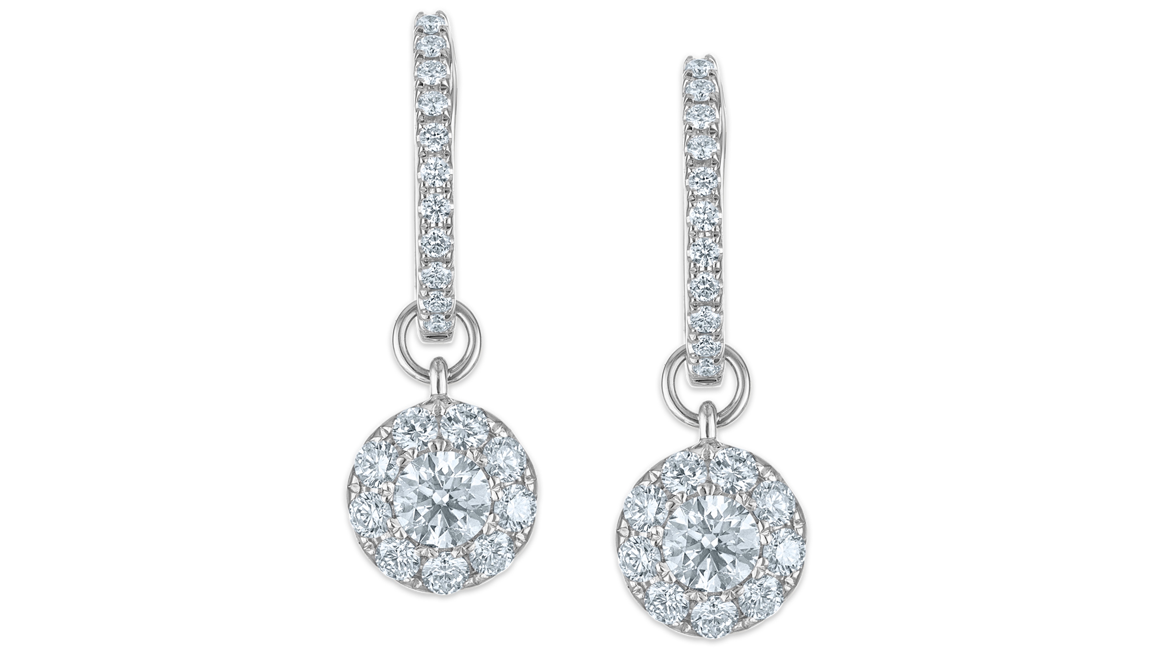 Macy's White Diamond Drop Hoop Earrings (1.15 ct. t.w.) in 14k White Gold