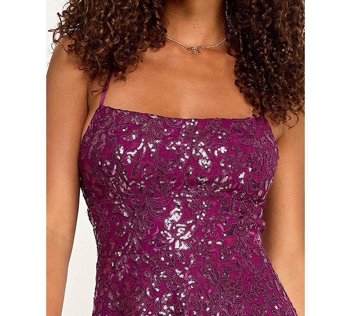 Emerald Sundae Juniors' Sequined Lace Fit & Flare Dress