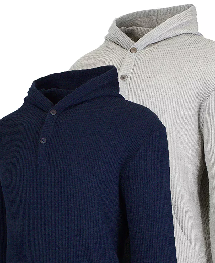 Men's Regular-Fit Waffle Knit Thermal Henley Hoodie, 2-Pack - thumbnail 9