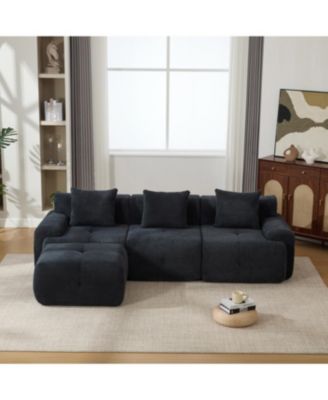 Streamdale 104.3" 4-Piece L-Shaped Upholstered Modular Sectional Sofa, Charcoal