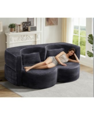 Streamdale Folding corduroy sofa bed, double sofa for living rooms, offices (dark gray)