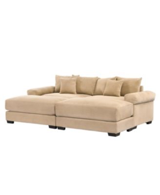 Streamdale 92" Oversized Cloud Modular Sectional Couch, Soft Corduroy, 2 Ottomans, Camel