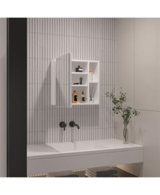 Metal Wall-Mounted Medicine Cabinet with Mirror and Storage Racks
