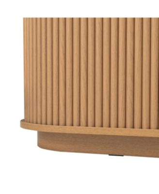 Farmhouse Black Wooden TV Stand with Sliding Tambour Door & Golden Handle