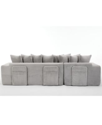 Streamdale Oversize Cloud Couch L-Shape Sofa Convertible Floor Sleeper, No Assembly, 8 Pillows, Gray