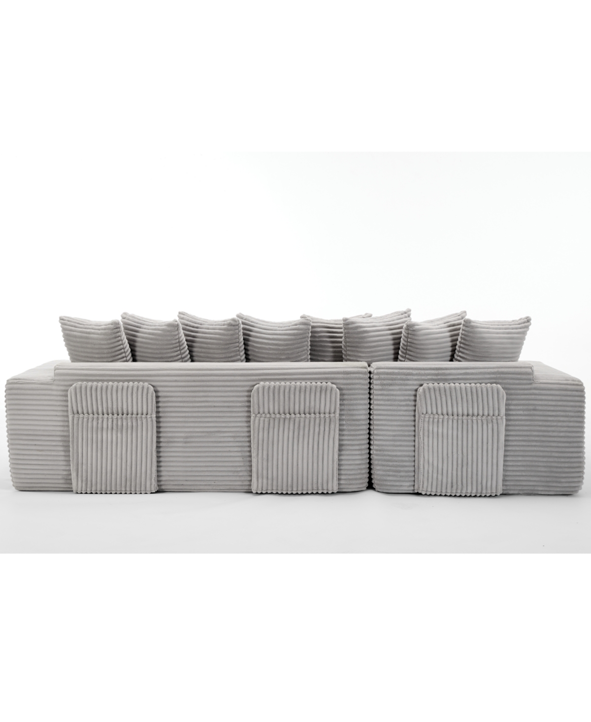 Streamdale Furniture Streamdale Oversize Cloud Couch L-Shape Sofa Convertible Floor Sleeper, No Assembly, 8 Pillows, Gray