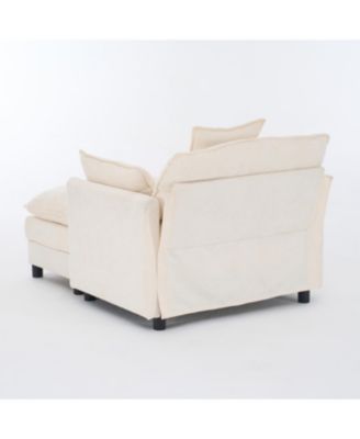 Streamdale Modern Accent Chair with Ottoman, Chenille Upholstered Armchair, Beige