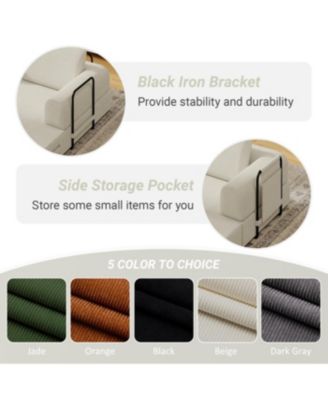 Convertible Sleeper Sofa Bed with Pillow - Corduroy Folding Mattress Couch - Beige