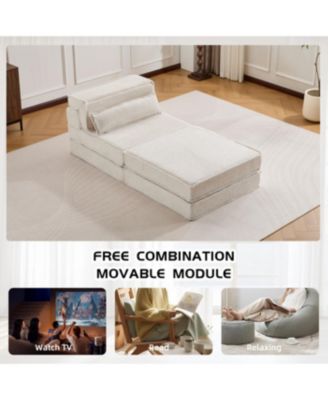 Streamdale Compression Sofa, Convertible Floor Sofa Bed, White