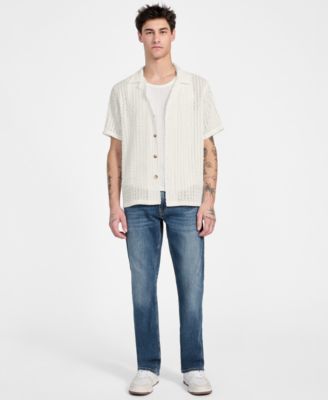 Men's Liam Regular-Fit Open-Knit Jacquard Button-Down Shirt