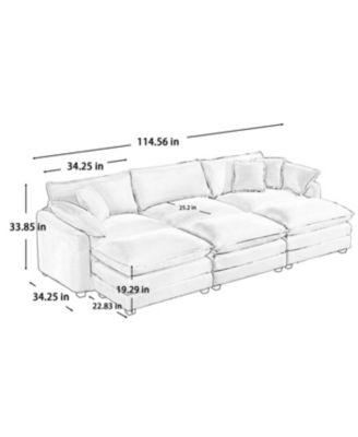 Streamdale Oversized Modular Corduroy Sofa with Portable Ottoman, Green