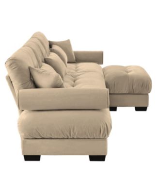 Streamdale Super Comfort Oversized Modular Velvet Sectional Sofa Couch with Ottoman