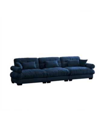 Extra Large 3 Seat Modern Velvet Sofa, Oversize, Comfortable, Blue