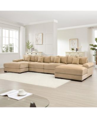 Camel Oversized Cloud Modular U-Shape Sectional Couch with Ottoman
