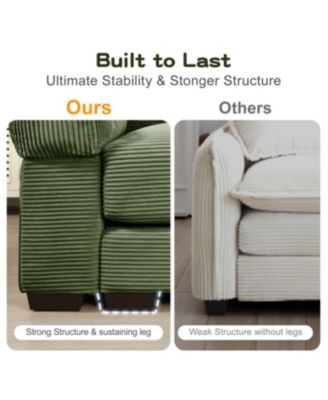 Streamdale 92" Oversized Cloud Modular L-Shape Sectional Couch, Soft Corduroy, Green