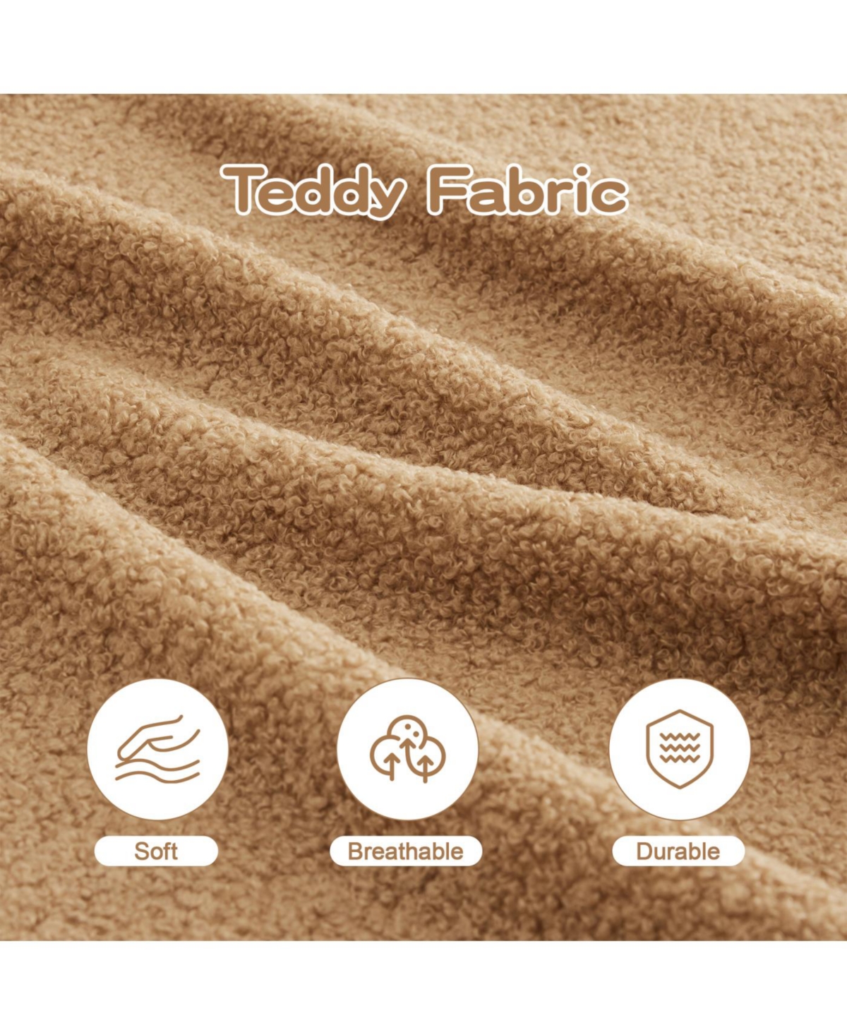 Streamdale Furniture U-Shaped Boneless Sofa, Teddy Fabric, Camel