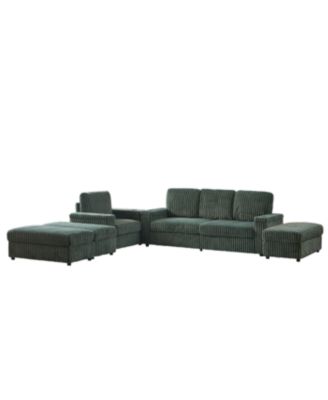 Streamdale Corduroy 3-Seater Sofa with Cup Holders for Living Room