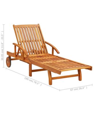 Sun Lounger Brown Solid Acacia Wood Standard Sun Lounger Size