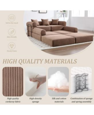 Streamdale Convertible Folding Sofa Bed with Pillow Back Handrail, Cloud Corduroy Mattress Sofa