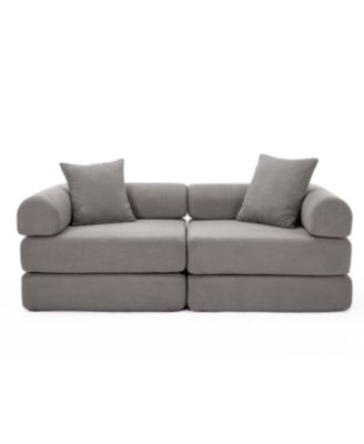 Modular Sofa Bed for Apartment, Convertible Sofa Bed, Dark Gray Corduroy