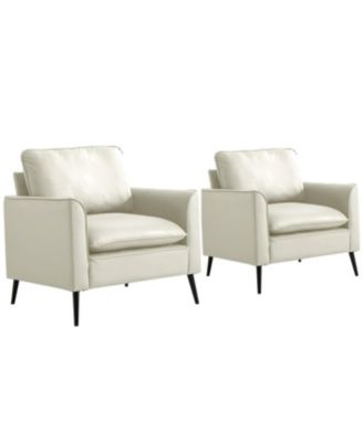 Cat paw leather upholstered sofa 2PC Cream White, Nordic retro casual sofa chair.
