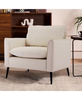 Cat paw leather upholstered sofa 2PC Cream White, Nordic retro casual sofa chair.
