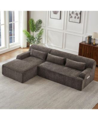 Chenille L-Shape Luxury Sectional Sofa, Comfy Sleeper Couch for Living Room